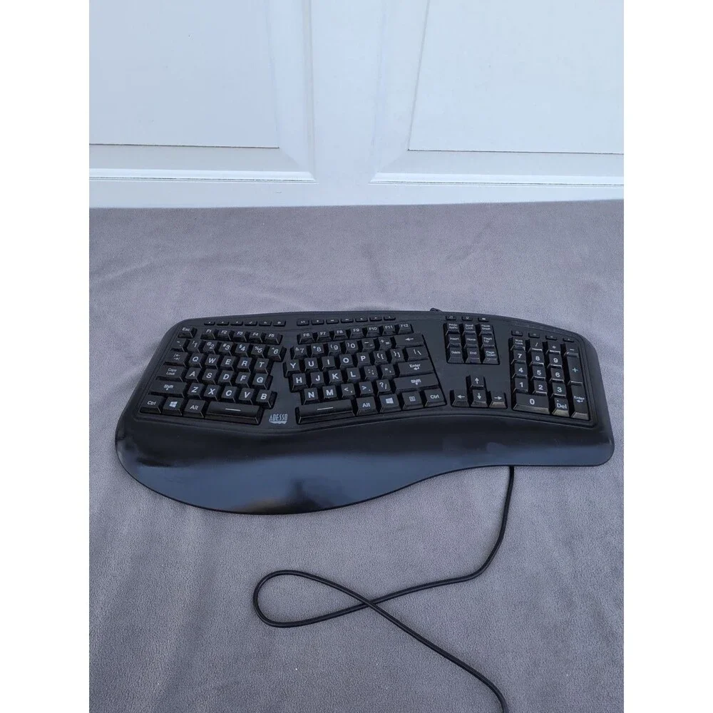 Adesso Desktop Ergonomic keyboard 3-Color Illuminated USB wired AKB-150EB